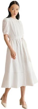 Hobbs London Amani Short Sleeve Midi Dress in White at Nordstrom, Size 16
