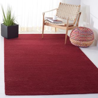 Safavieh Himalaya Hand Made Area Rug, Red Solid / Tonal Style Non-Shedding
