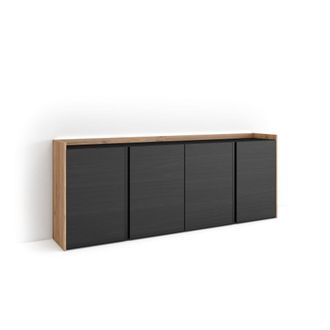Skraut Home Aparador efecto madera negro y roble 207x35x80cm con Led