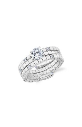 Crislu Pure Flex Solitaire Cubic Zirconia Ring in Pure Platinum /Clear Stone at Nordstrom, Size Medium