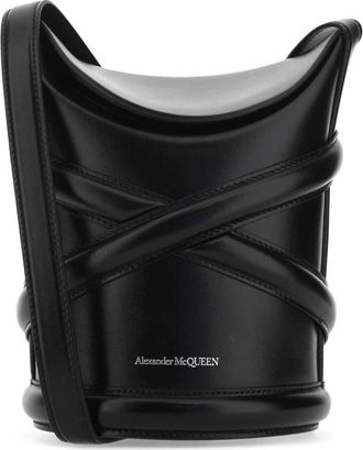 Alexander McQueen Black Leather The Curve Bucket Bag