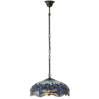 Loops Tiffany Glass Hanging Ceiling Pendant Light Blue Dragonfly 3 Lamp Shade i00109 in Clear