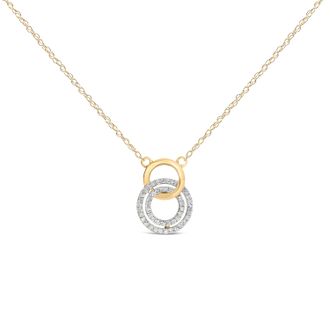 House of Brilliance 14K Yellow Gold Plated Sterling Silver 1/3 Cttw Diamond Interlocking Circles Necklace