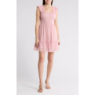 Blu Pepper Ruffle Dot Minidress in Pink at Nordstrom Rack, Size Large
