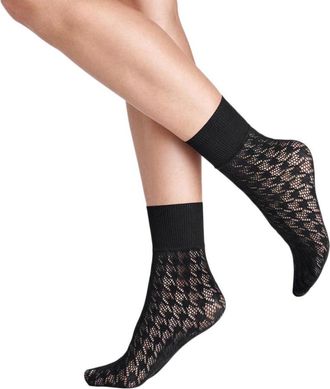 Wolford Ladies Black Dylan Houndstooth Net Socks