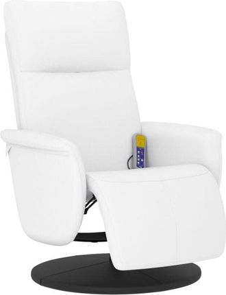 vidaXL Vidaxl - Sillón reclinable masaje con reposapiés cuero sintético blanco
