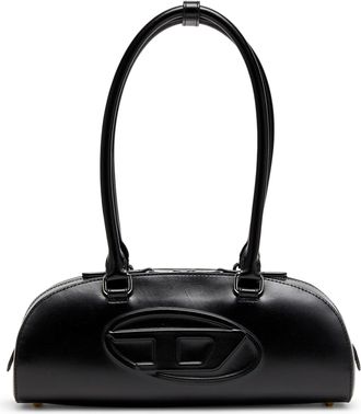 Diesel 1DR Dome - Elongated bowling bag in leather - Shoulder Bags - Woman - Black