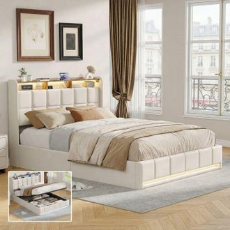 OEM Cama Lit 140x190 - Pocketpop - Almacenamiento Hidr&aacute;ulico - Led Integrada Y Puertos Usb - Somier De Lamas