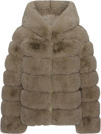 Americandreams Blake Korte Jas van Imitatiebont - Dames - Jassen - Bruin - L - Polyester - Jassen