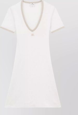 Courr&egrave;ges v-neck short sleeve jersey dress