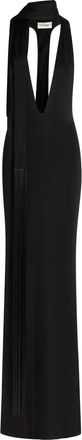 New Arrivals Olympia Scarf-effect Stretch-jersey Maxi Dress - Black - 40 (UK12 / M)