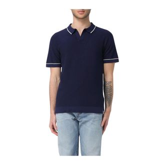 Peuterey Polo Shirts, male, Blue, S, Knitted Polo Shirt Short Sleeves