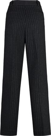 Michael Michael Kors Womens Pinstriped Wool Trousers Grey Straight
