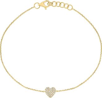 Effy Pav&eacute; Diamond Heart Bracelet in Gold at Nordstrom Rack, Size 7.5