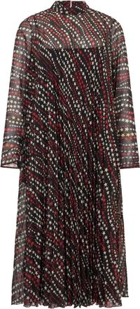 Red Valentino Jurk met Sterrenprint en Plooien - Dames - Casual kleedjes - Zwart - L - Polyester - Kleedjes
