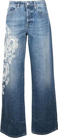 Dondup Jacklyn Wide-Leg Jeans - Dames - Loose Fit Jeans - Blauw - W28 - Katoen - Jeans