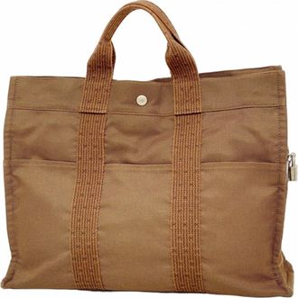 Herm&egrave;s Brown Canvas Tote Bag (Pre-Owned)