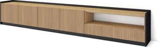 Skraut Home Skraut Home - Mueble Tv, Televisi&oacute;n, Muebles De Sal&oacute;n, Almacenaje, 310x37x50cm, Para Tv Hasta 80, Con Almacenamiento, Estilo Moderno, Roble Y Negro