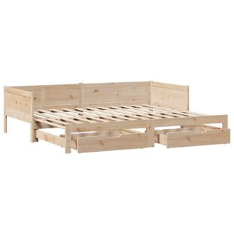 Berkfield Home Versatile Daybed with Trundle & Drawers without Mattress 80x200 cm in Light Tan