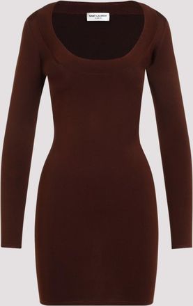 Saint Laurent Brown Viscose Mini Dress