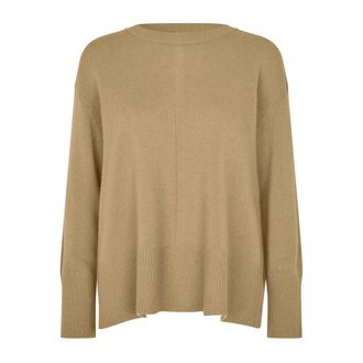 Masai Round-neck Knitwear, female, Brown, S, Soft Knit Top Travertine
