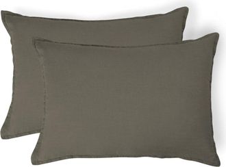 Febronie Funda de almohada (x2) lino verde caqui 50x70