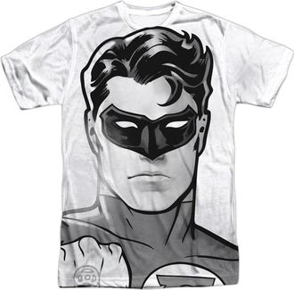 Gildan Green Lantern Bw Gl Head Short Sleeve Adult Poly Crew Tee / T-Shirt