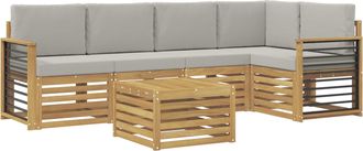 vidaXL Conjunto De Sof&aacute;s De Exterior 6 Uds. Blanco Y Gris Claro Vidaxl
