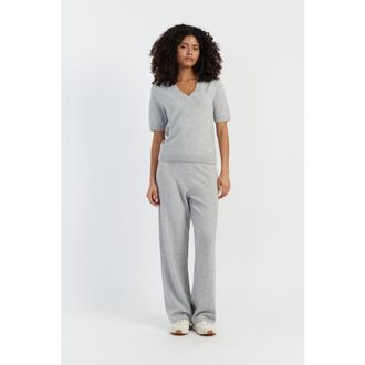 Chinti and Parker Wool Cashmere Wide Leg Track Pants in Light Grey at Nordstrom, Size X-Large