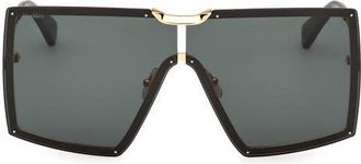 Max Mara 69mm Shield Sunglasses in Gold/Strpd Emerald /Emerald at Nordstrom