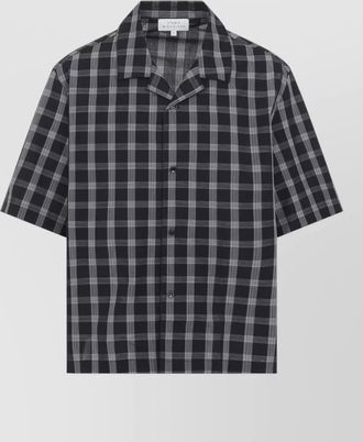 STUDIO NICHOLSON checked cotton cuban-collar short-sleeve shirt