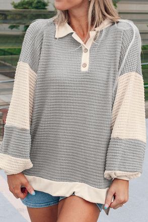 Azura Exchange Wafelgebreide Kleurblok Pullover Trui