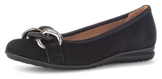 Gabor Ballerina GABOR FLORENZ, Damen, Gr. 38,5, schwarz, Ziegenveloursleder, Schuhe Ballerina, Keilabsatz, Bequemschuh, Slipper, Businessschuh in Weite G (=