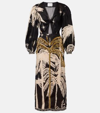 Johanna Ortiz Pradera Geom&eacute;trica linen maxi dress