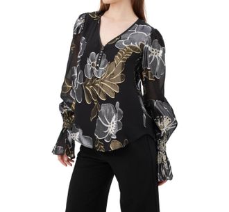 Trina Turk Kaito Top In Black Metallic