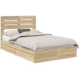 vidaXL Storage Bed with Drawer Sonoma Oak 120 x 200 cm Engineered Wood vidaXL