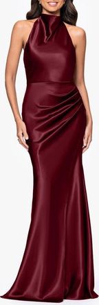 Betsy & Adam Charmeuse Halter Dress in Burgundy at Nordstrom, Size 12