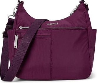 Baggallini Securtextm Anti-Theft Free Time Crossbody Womens Handbags Mulberry, Nylon