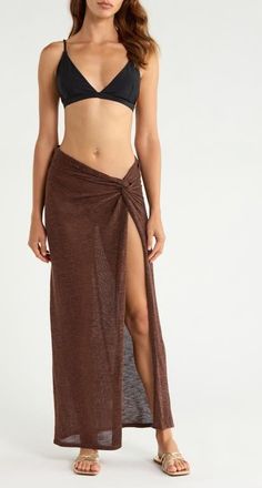 Elan Cover-Up Maxi Skirt in Brown at Nordstrom, Size X-Large
