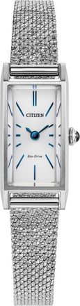 Citizen Fio Tank Silvertone Mesh Strap Watch, 14.3mm x 30.7mm in White/Silver-Tone at Nordstrom
