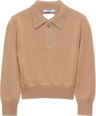 Prada Maglione con mezza zip - Marrone