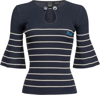 Pinko Martos Maglia Marinier - Dames - Ronde hals truien - Blauw - S - Truien & Vesten