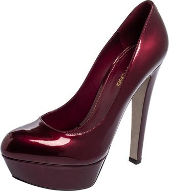 Sergio Rossi Burgundy Patent Leather Platform Pump