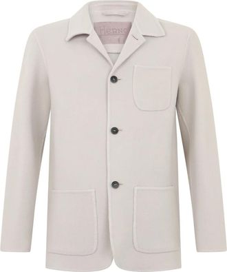Herno Colbert met sjaalkraag - Heren - Blazers - Beige - XL - Wol - Jassen