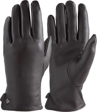 Pearlwood Lederhandschuhe PEARLWOOD PAM, Damen, Gr. 7.5, braun (schwarz braun), Schafsleder, unifarben, Handschuhe Lederhandschuhe, weiches Fleece-Innenfutter, 