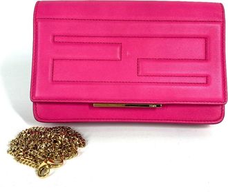 Fendi Pink Leather Chain/Shoulder Wallet (Pre-Owned)