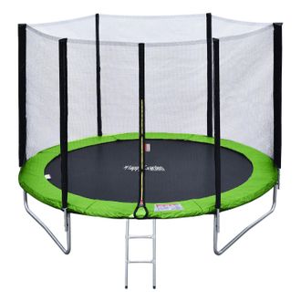 Happy Garden Cama El&aacute;stica De 245cm Reversible Verde/azul, Pack Trampol&iacute;n Canberra + Red De Seguridad + Escalera + Lona + Kit De Anclaje
