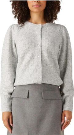 Notre-V Lichtgrijze Gebreide Trui - Dames - Vesten - Grijs - 2XL - Wol - Truien & Vesten