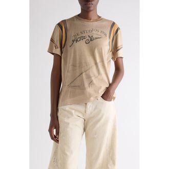 Acne Studios Trompe lOeil Logo Graphic T-Shirt in Sand Beige at Nordstrom, Size X-Small