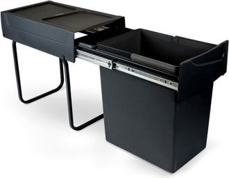 Emuca Emuca Contenedor De Reciclaje Para Fijaci&oacute;n Inferior Y Extracci&oacute;n Manual En Mueble De Cocina Recycle 1x20litros, Pl&aacute;stico, Negro